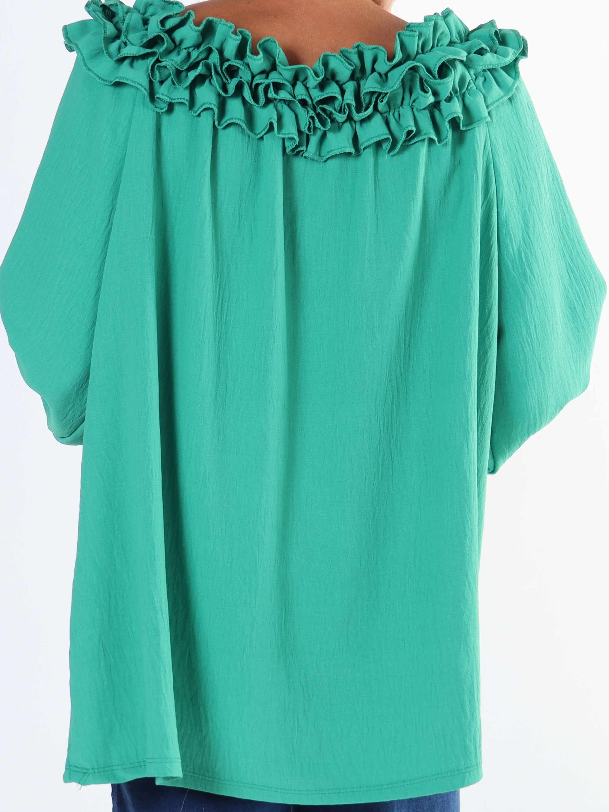 Chili - Fineste plus size tunika bluse med flæser i udskæringen (bestseller)